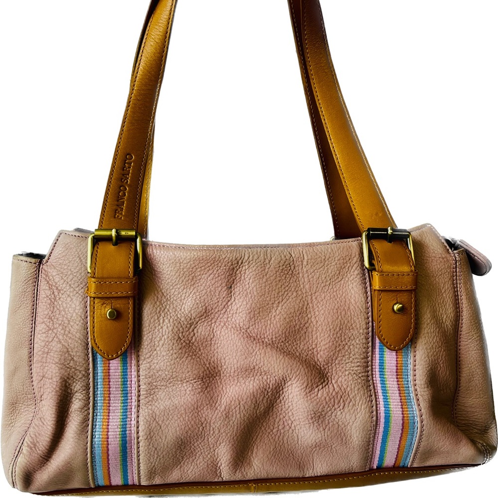 Franco Sarto pink and tan Y2K shoulder bag